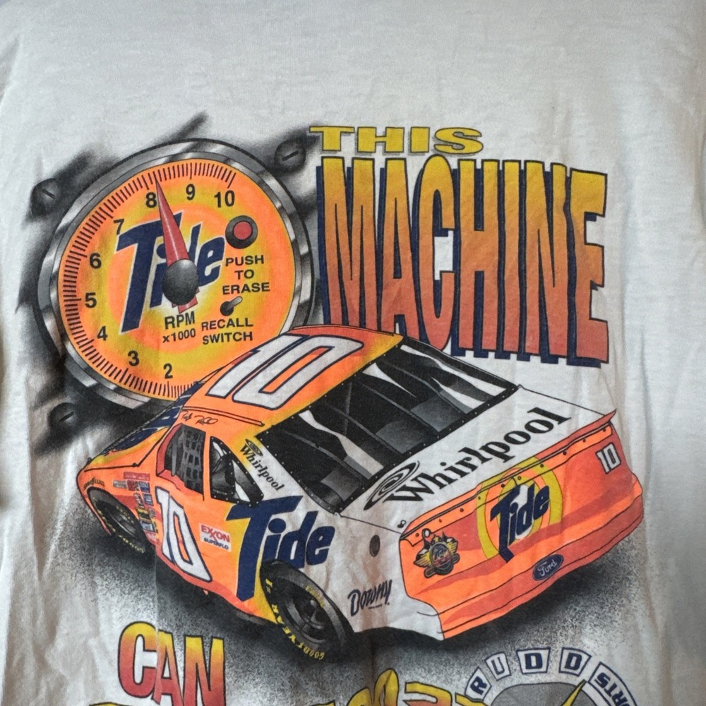 VTG 90s Autographed Ricky Rudd #10 Tide Racing Tee Mens XL NASCAR‎ * Read* - Picture 15 of 16